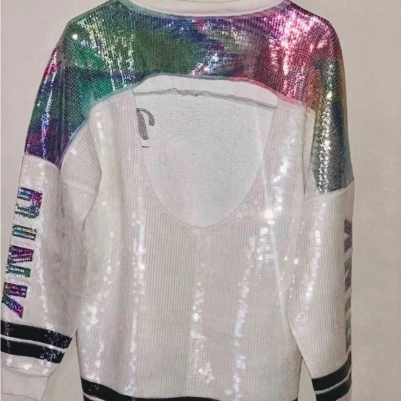 Victoria’s Secret Pink Limited Release Full Sequin Crewneck Sweater- Medium - Picture 3 of 14